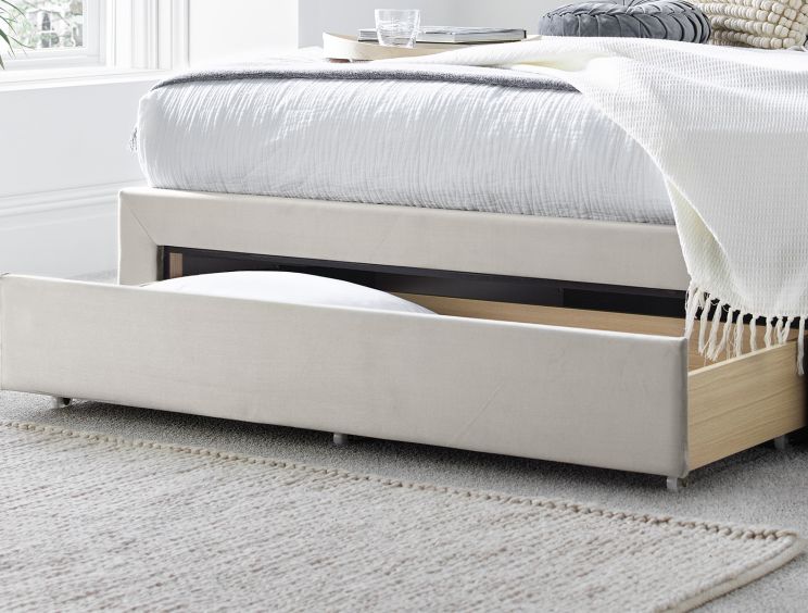 Upholstered white online platform bed