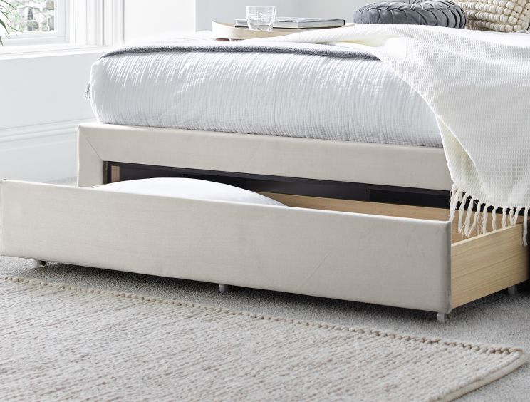 Elegance Natural Beige Upholstered King Size Drawer Bed Frame Only