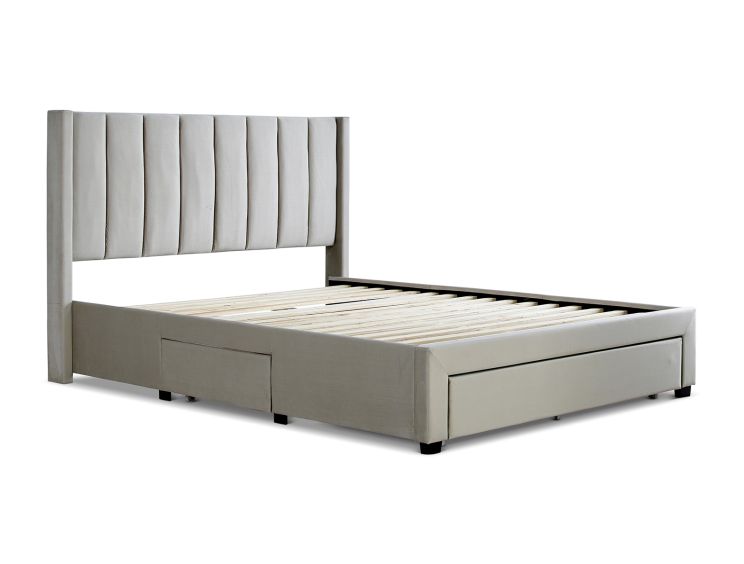 Elegance Champagne Upholstered King Size Drawer Bed Frame Only