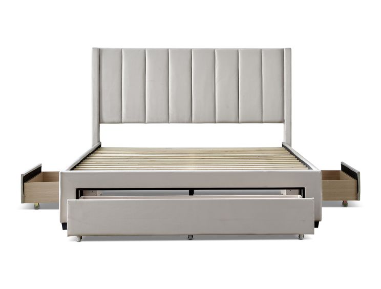 Elegance Champagne Upholstered Drawer Bed Frame Only time4sleep