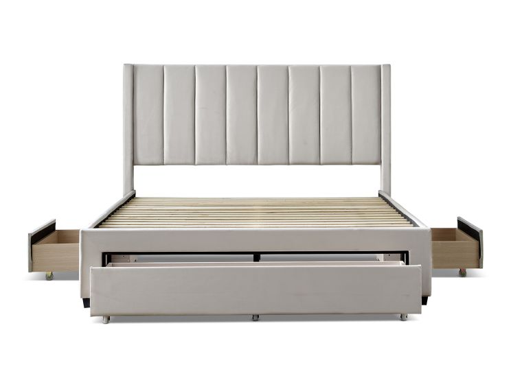 Elegance Champagne Upholstered King Size Drawer Bed Frame Only