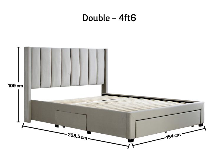 Elegance Champagne Upholstered Double Bed Frame Only