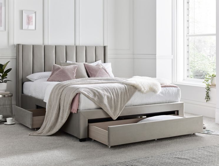 Upholstered bed base with drawers new arrivals
