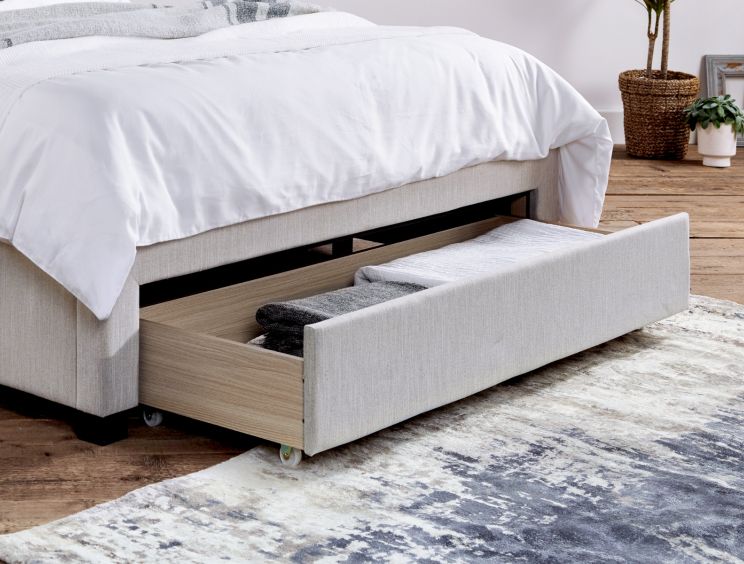 Elise Stone Winged Upholstered Drawer Storage Bed Frame - King Size
