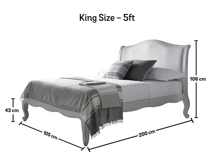 Emily Grey Bed Frame - LFE - King Size Bed Frame Only