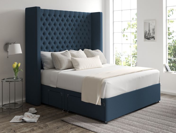 Emma Classic 4Drw Continental King Size Arran Cyan Headboard & Base