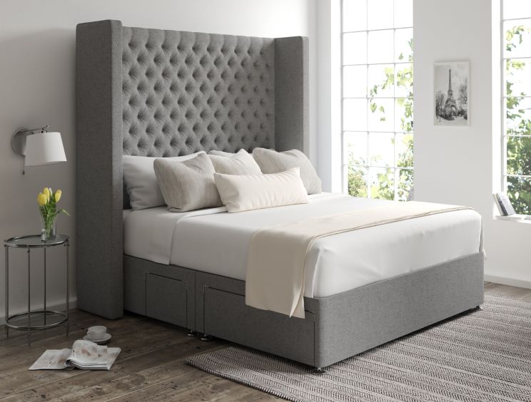 Emma Classic 4Drw Continental King Size Arran Pebble Headboard & Base