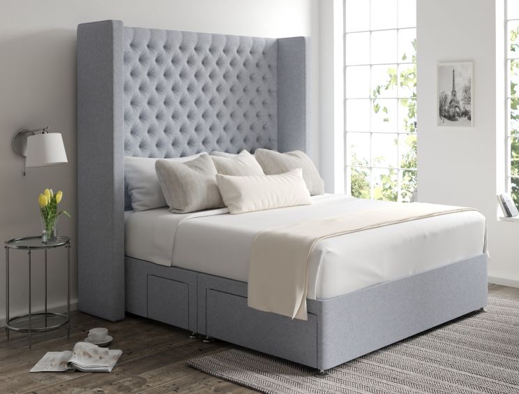 Emma Classic 4Drw Continental King Size Gouache Eau De Nil Headboard & Base