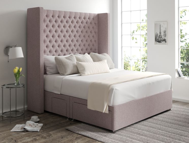 Emma Classic 4Drw Continental Super King Size Gouache Raspberry Headboard & Base