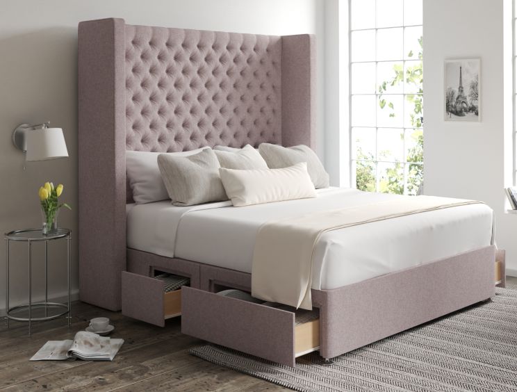 Emma Classic 4Drw Continental Super King Size Gouache Raspberry Headboard & Base