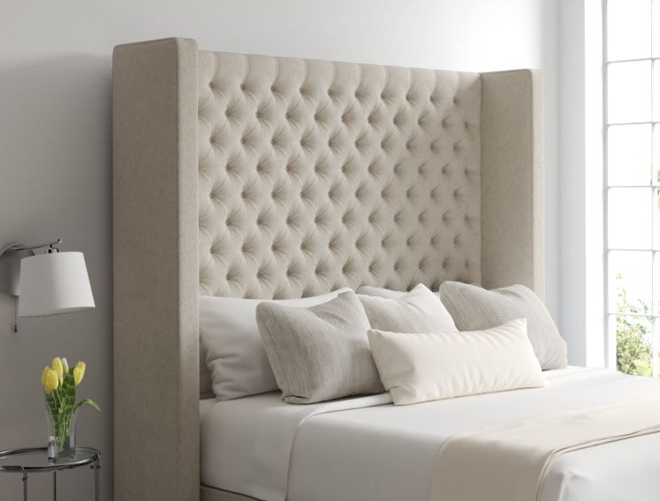 Emma Classic 4Drw Continental King Size Trebla Flax Headboard & Base
