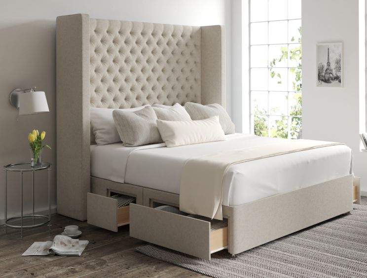 Emma Classic 4Drw Continental Double Trebla Flax Headboard & Base