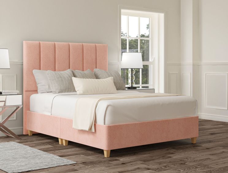 Empire Arlington Candyfloss Upholstered Compact Double Floor Standing Headboard and Shallow Base On Legs