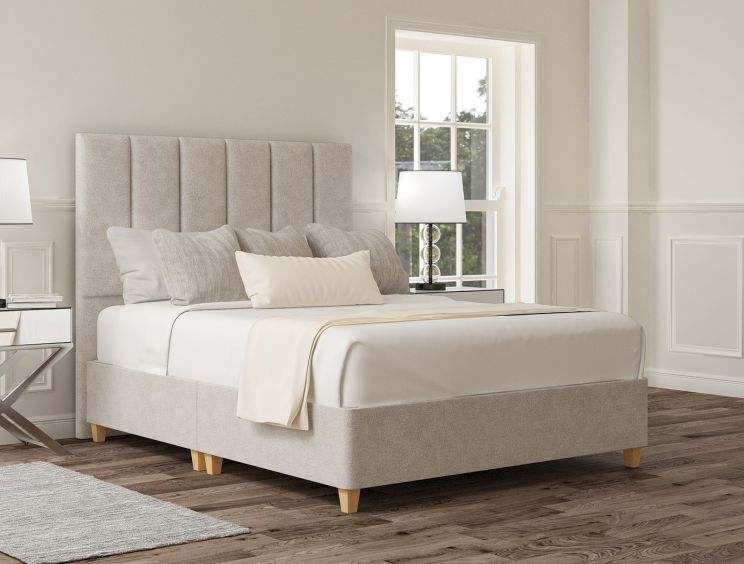 Empire Arlington Ice Upholstered Compact Double Floor Standing Headboard and Shallow Base On Legs
