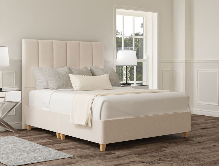Empire Carina Parchment Upholstered Single Floor Standing Headboard and Shallow Base On Legs