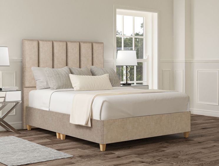 Empire Heritage Mink Upholstered King Size Floor Standing Headboard and Shallow Base On Legs