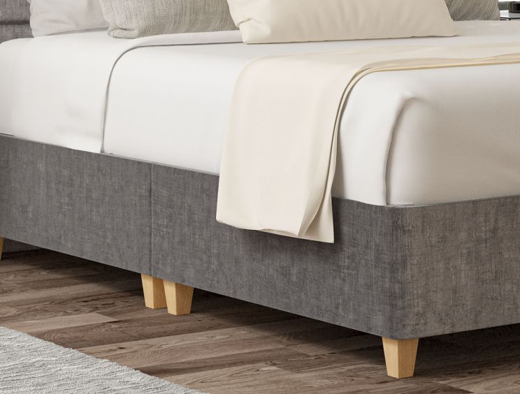 Empire Heritage Steel Upholstered King Size Floor Standing Headboard and Shallow Base On Legs
