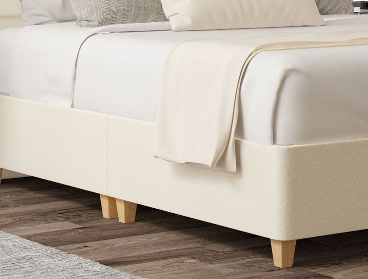 Empire Teddy Cream Upholstered Double Floor Standing Headboard and Shallow Base On Legs