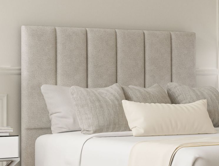 Empire Arlington Ice Upholstered King Size Floor Standing Headboard and Shallow Base On Legs