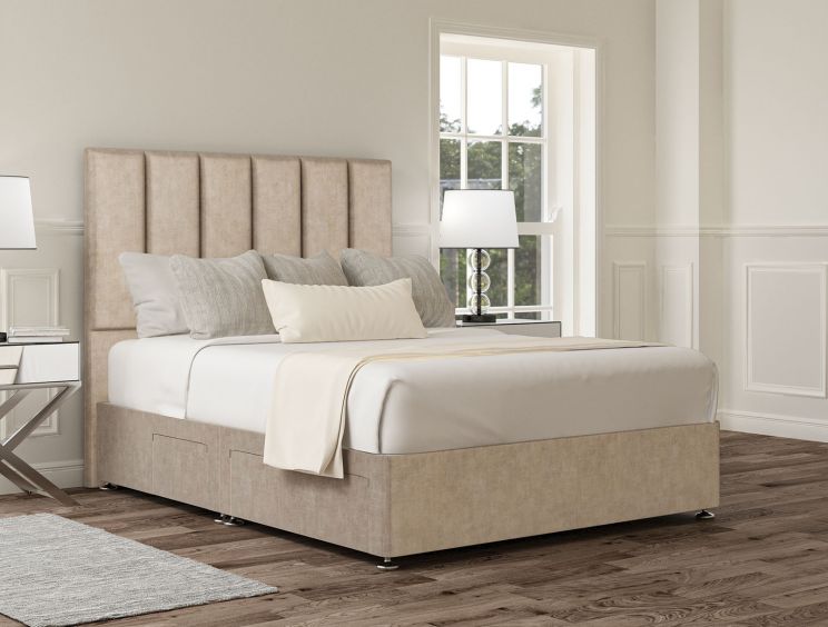 Empire Heritage Mink Upholstered Super King Size Headboard and Continental 2+2 Drawer Base