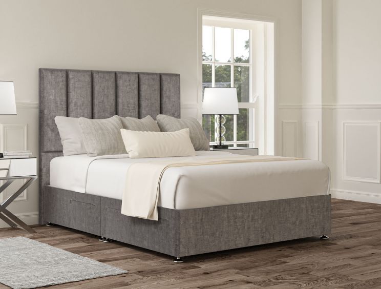 Empire Heritage Steel Upholstered Super King Size Headboard and Continental 2+2 Drawer Base
