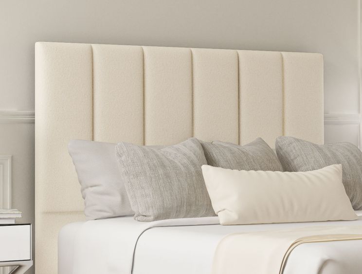 Empire Teddy Cream Upholstered Single Headboard and End Lift Ottoman Base