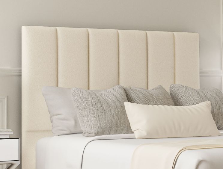 Empire Teddy Cream Upholstered Compact Double Floor Standing Headboard and Shallow Base On Legs