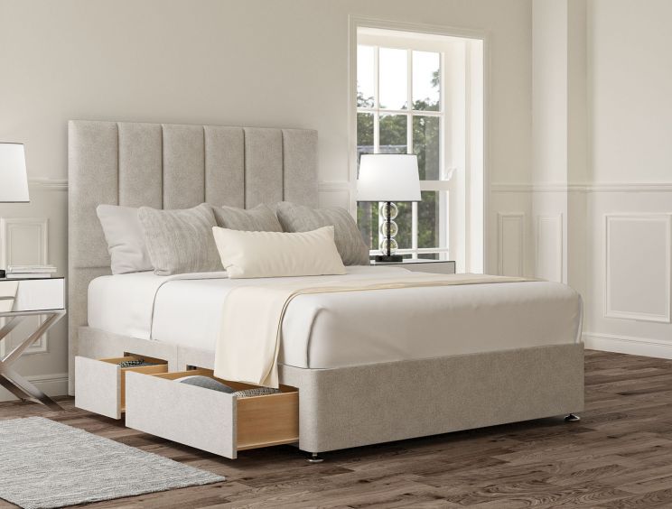 Empire Arlington Ice Upholstered King Size Headboard and Continental 2+2 Drawer Base