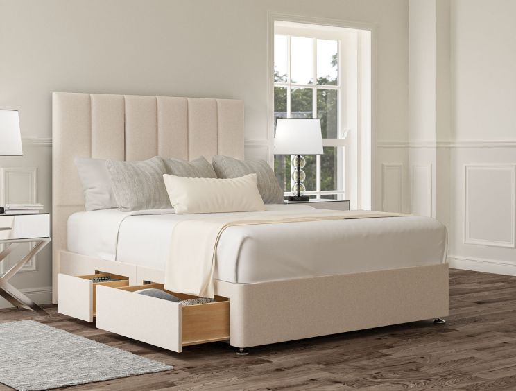 Empire Carina Parchment Upholstered Double Headboard and Continental 2+2 Drawer Base