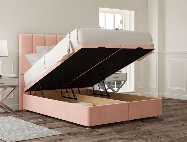 Empire Arlington Candyfloss Upholstered Compact Double Headboard and End Lift Ottoman Base