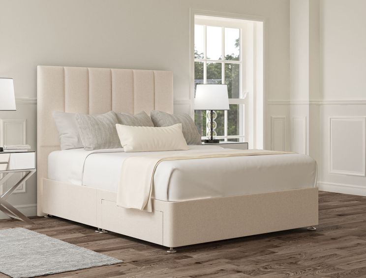 Empire Carina Parchment Upholstered Compact Double Headboard and 2 Drawer Base