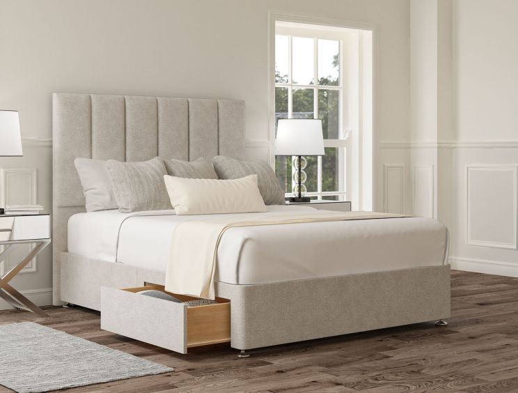 Empire Arlington Ice Upholstered Double Headboard and 2 Drawer Base