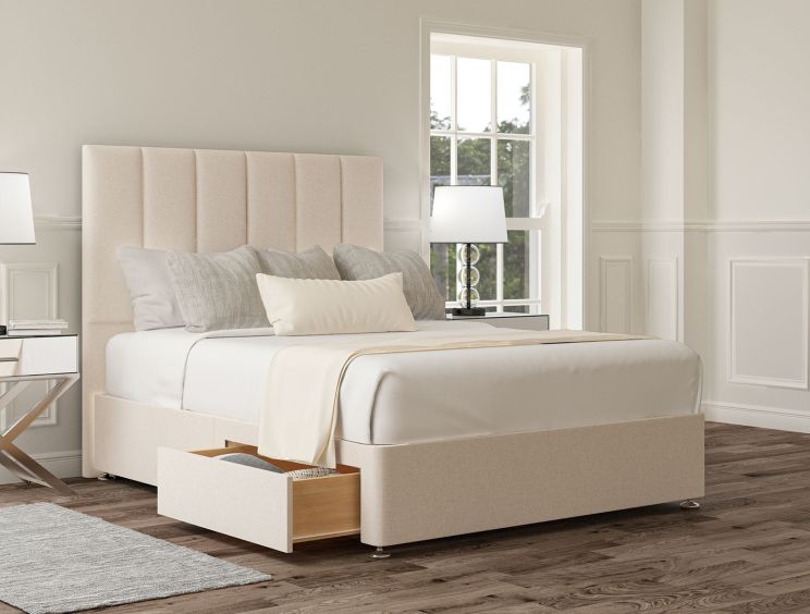 Empire Carina Parchment Upholstered Double Headboard and 2 Drawer Base