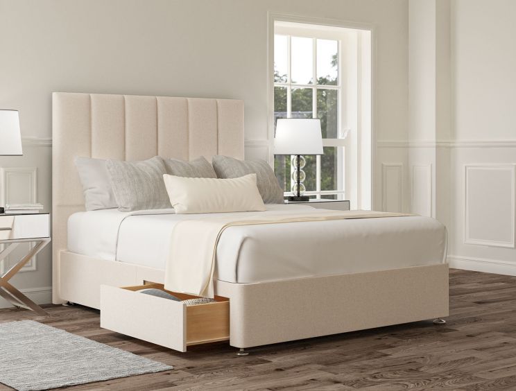 Empire Carina Parchment Upholstered Compact Double Headboard and 2 Drawer Base