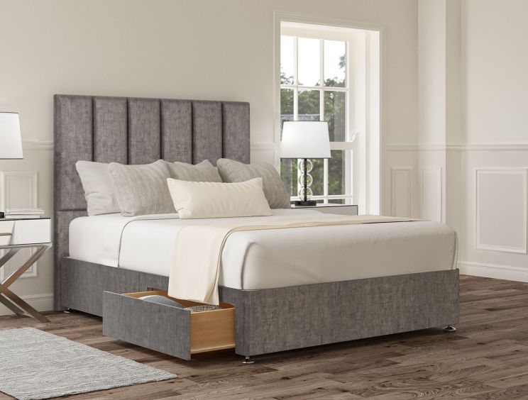 Empire Heritage Steel Upholstered King Size Headboard and 2 Drawer Base