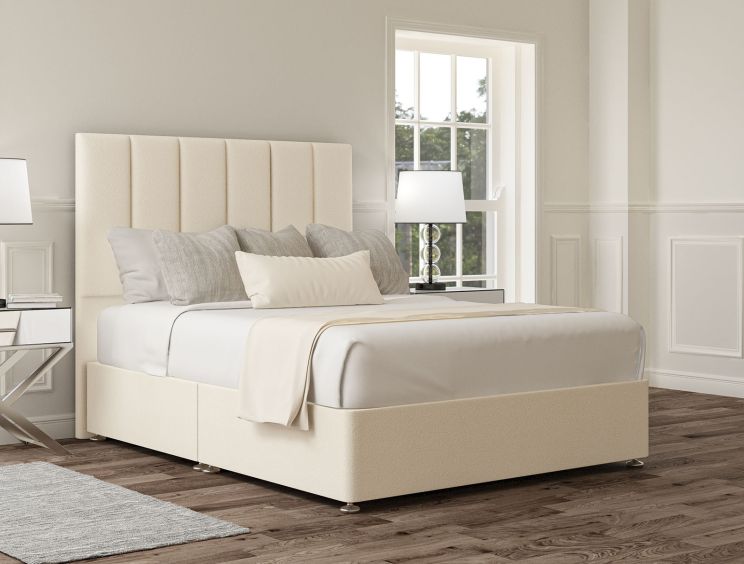 Empire Teddy Cream Upholstered Double Headboard and Non-Storage Base