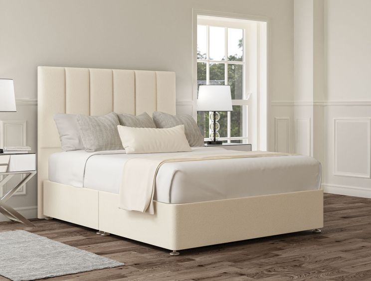 Empire Teddy Cream Upholstered King Size Headboard and Non-Storage Base