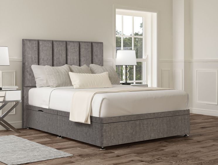 Empire Heritage Steel Upholstered Super King Size Headboard and Side Lift Ottoman Base