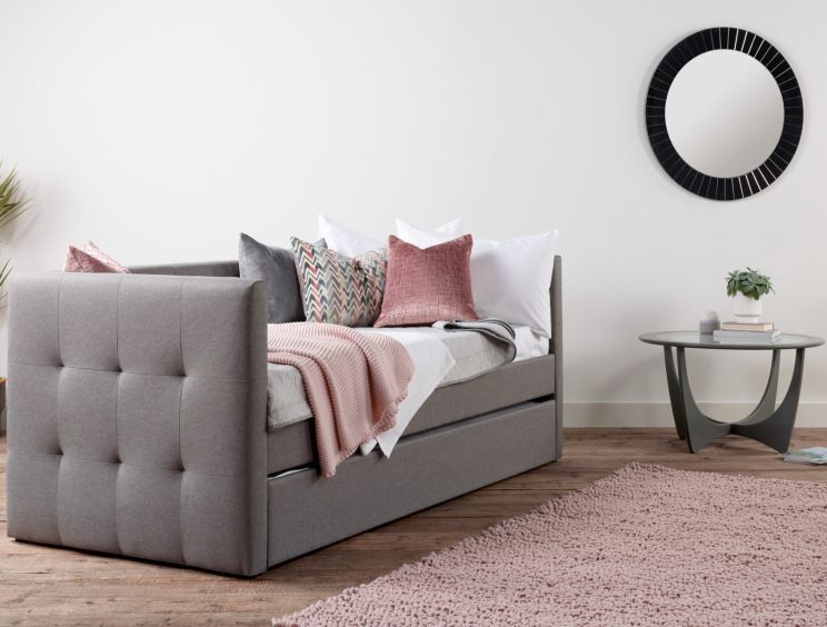 Esprit Fossil Grey Upholstered Day Bed Frame time4sleep
