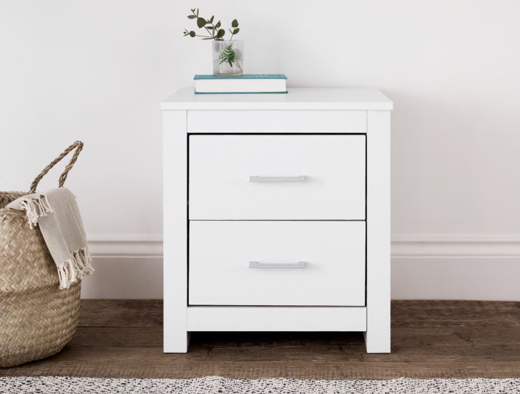 Essentials 2 Drw White Bedside