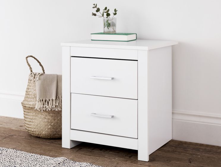 Essentials 2 Drw White Bedside