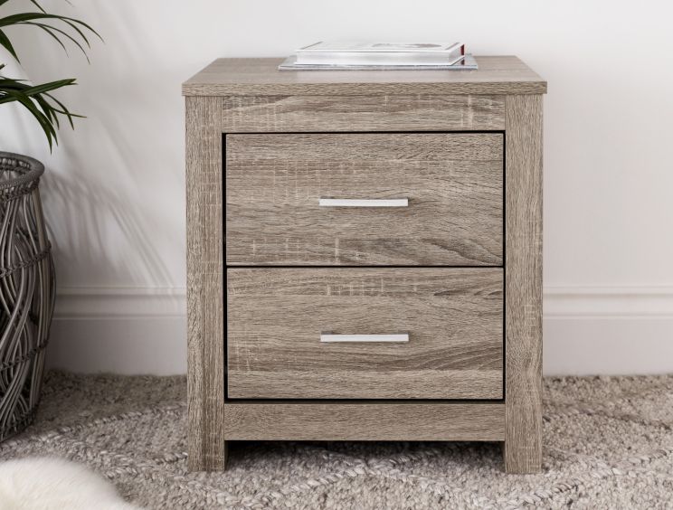 Essentials 2 Drw Rustic Oak Bedside