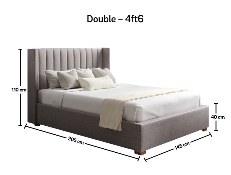 Essentials Winged Grey Ottoman Double Bed Frame