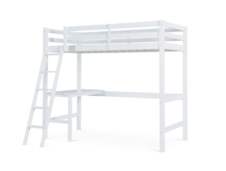 Essentials White Wooden Single High Sleeper Bed Frame