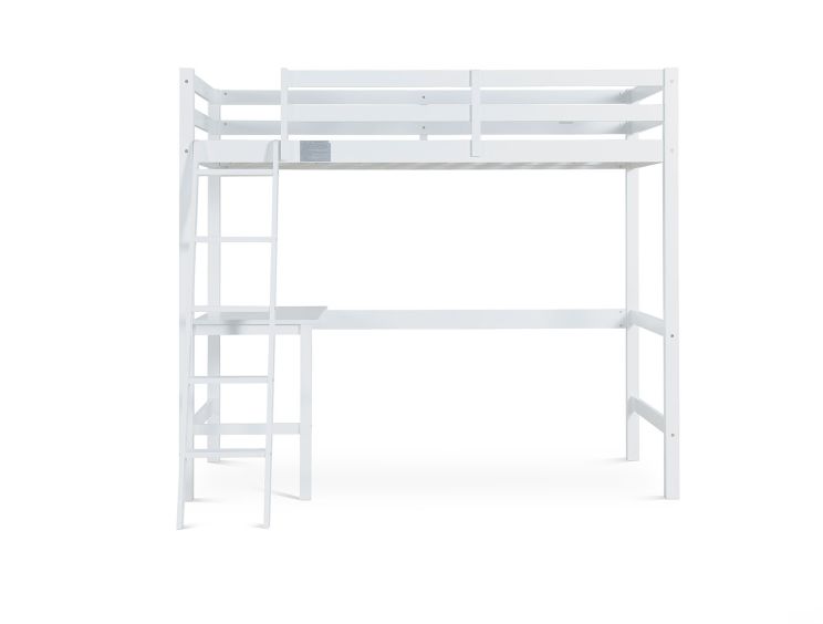 Essentials White Wooden Single High Sleeper Bed Frame