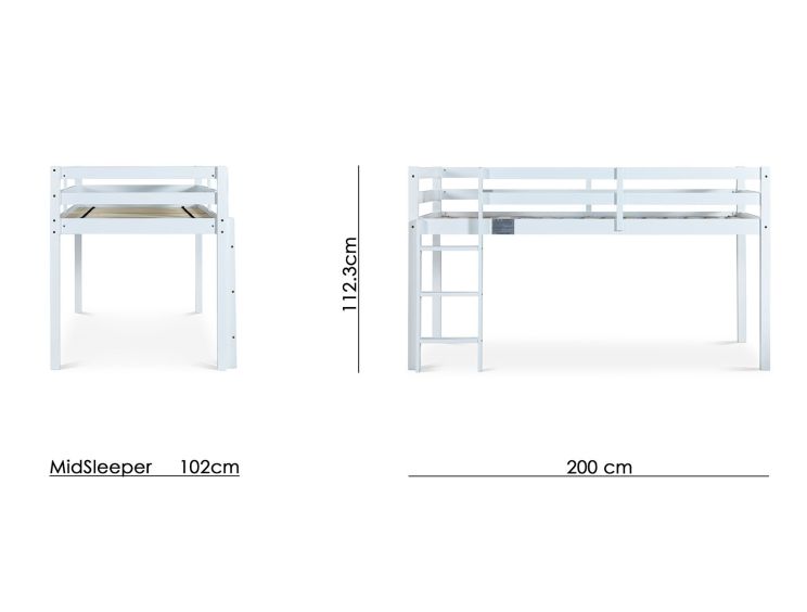 Essentials White Single Wooden Mid Sleeper Bed Frame time4sleep