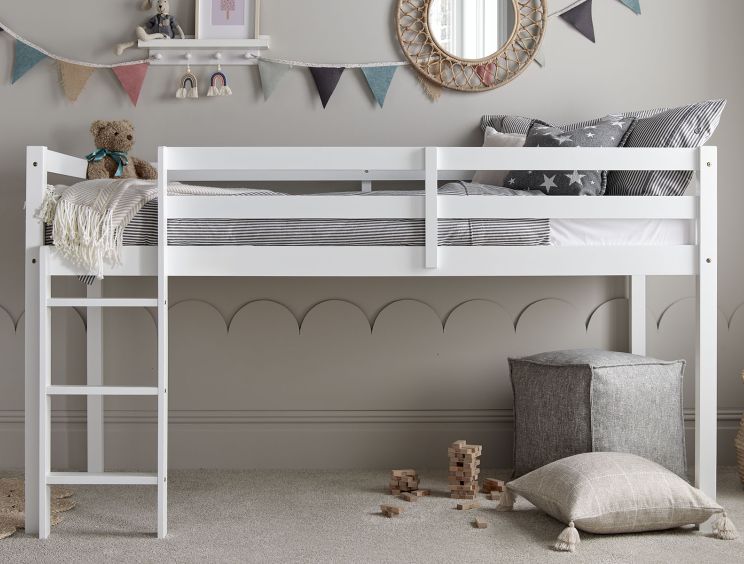 Essentials White Wooden Single Mid Sleeper Bed Frame