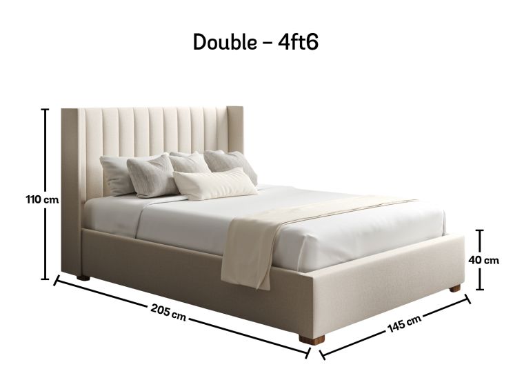 Essentials Winged Off White Ottoman Double Bed Frame