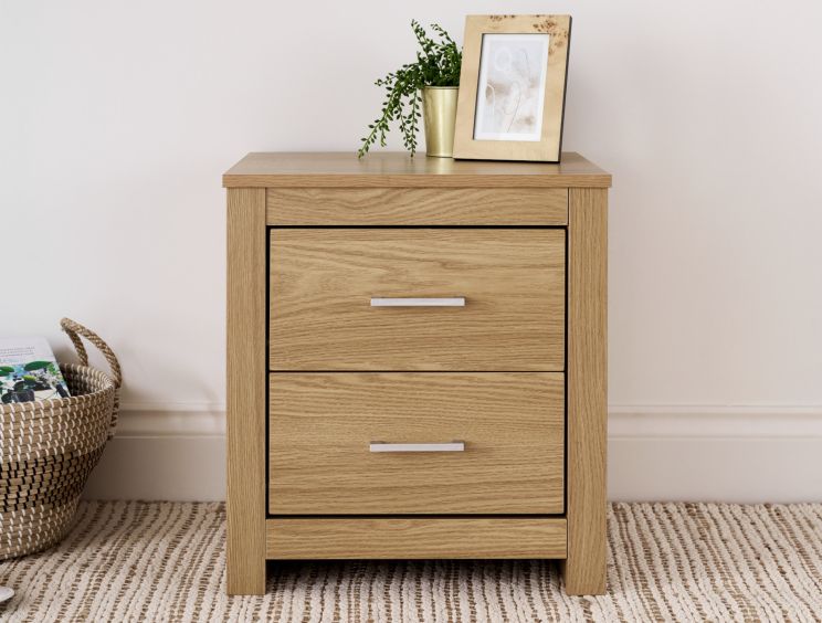 Essentials 2 Drw Oak Bedside