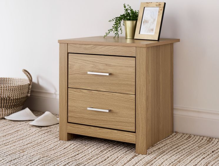 Essentials 2 Drw Oak Bedside